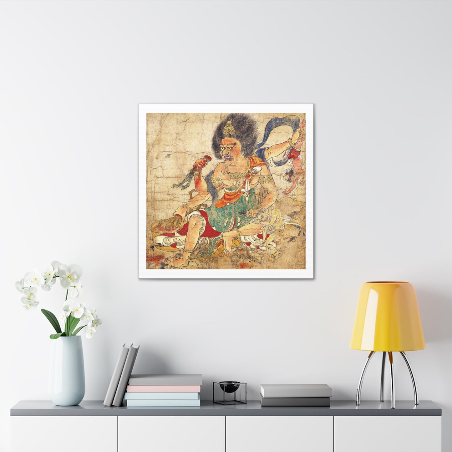 Japanese Antique Scroll: Tenkeisei, God of Heavenly Punishment, Extermination of Evil, Canvas Art Print from the Original