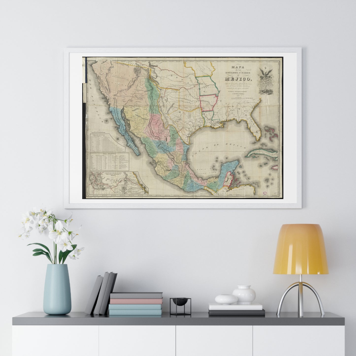 Mapa de los Estados Unidos de Méjico (1847) by John Disturnell, from the Original, Framed Art Print