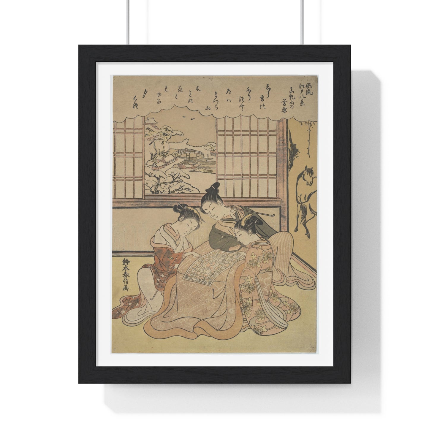 Evening Snow on Matsuchi Hill (1765-1770) from the series Eight Fashionable Views of Edo 'Furyu Edo Hakkei' by Suzuki Harunobu, from the Original, Framed Art Print