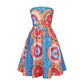 African Print Halter Dress, Pleated Skirt