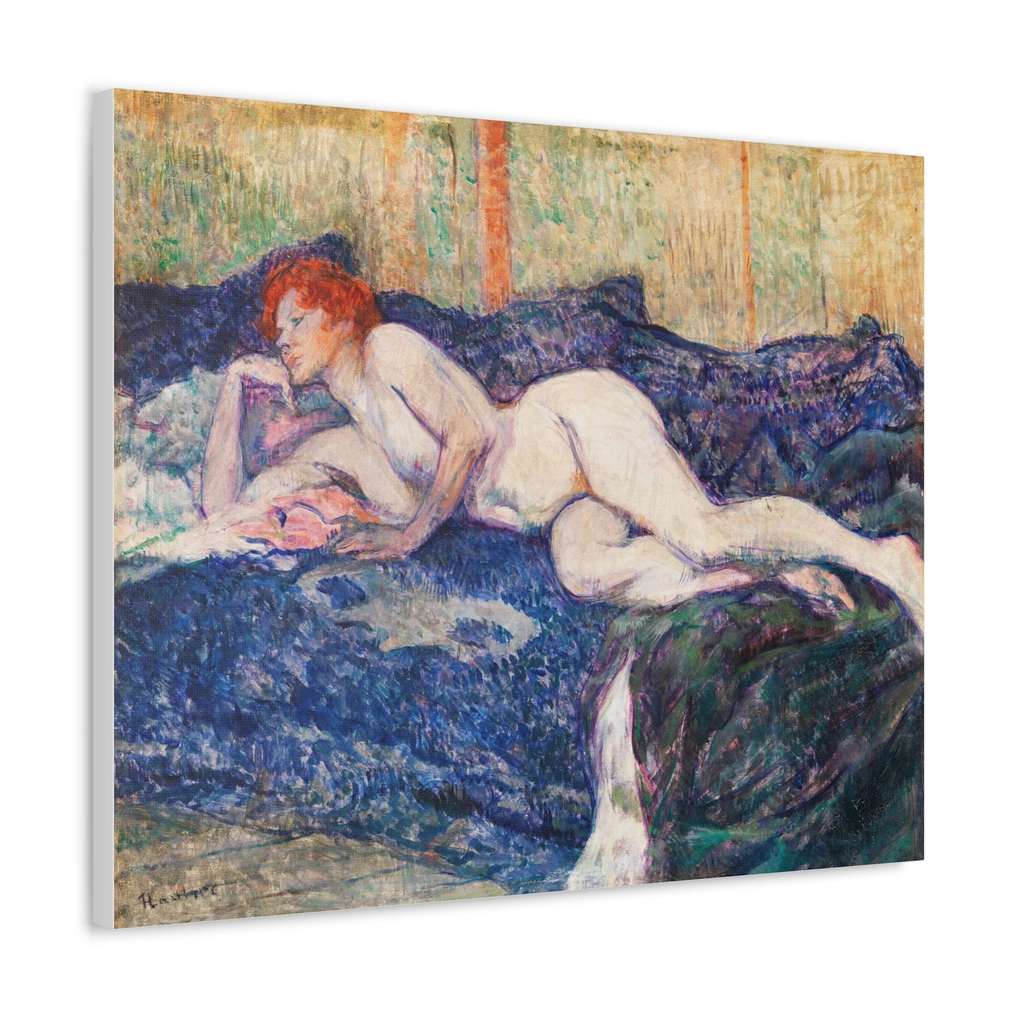 Nude Lying on a Couch (1897) by Henri Toulouse–Lautrec, Art Print from the Original on Canvas