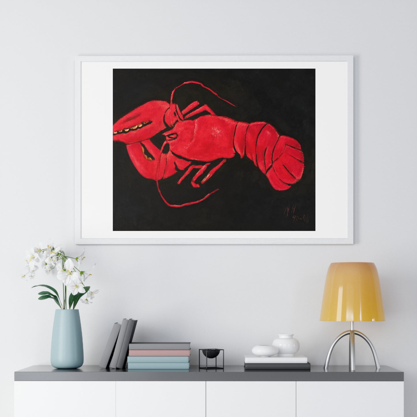 Lobster on Black Background (1940–1941) by Marsden Hartley, from the Original, Framed Art Print