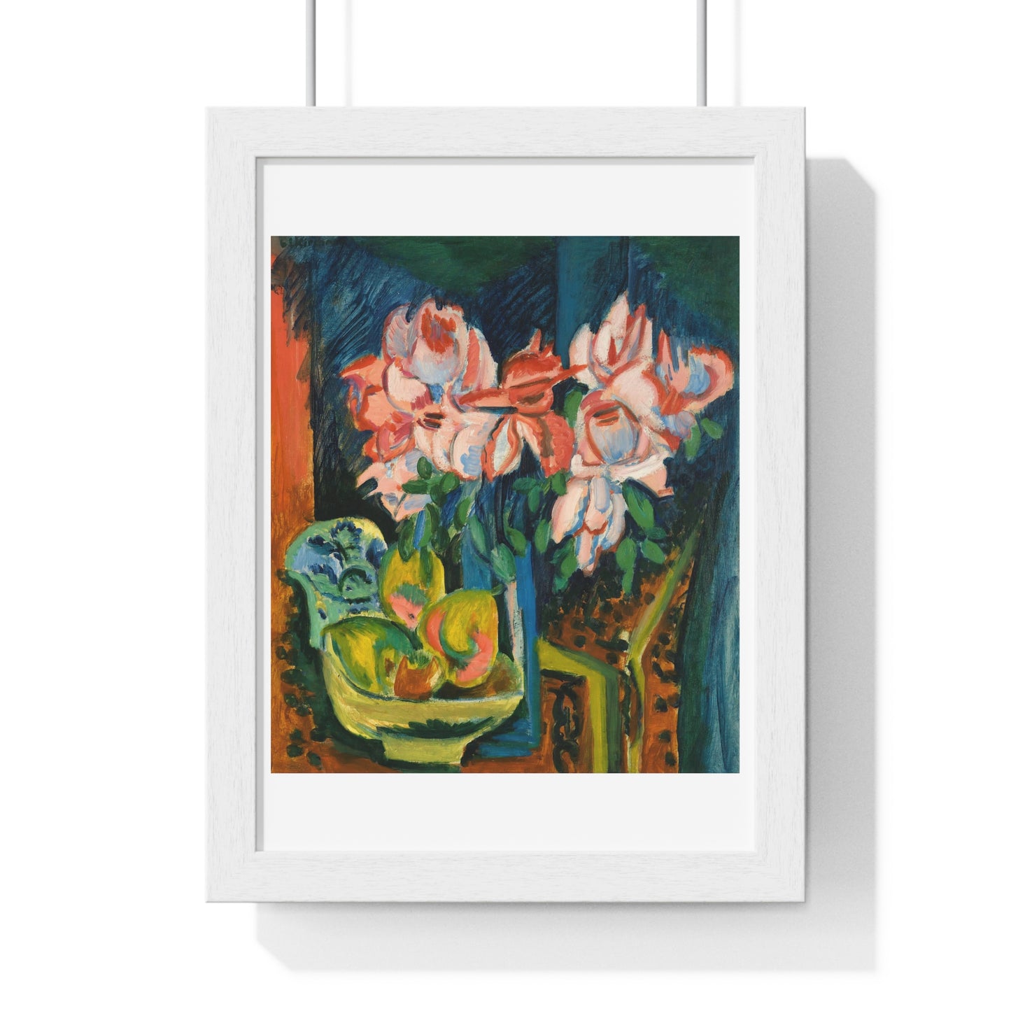 Pink Roses (1918) by Ernst Ludwig Kirchner, from the Original, Framed Print