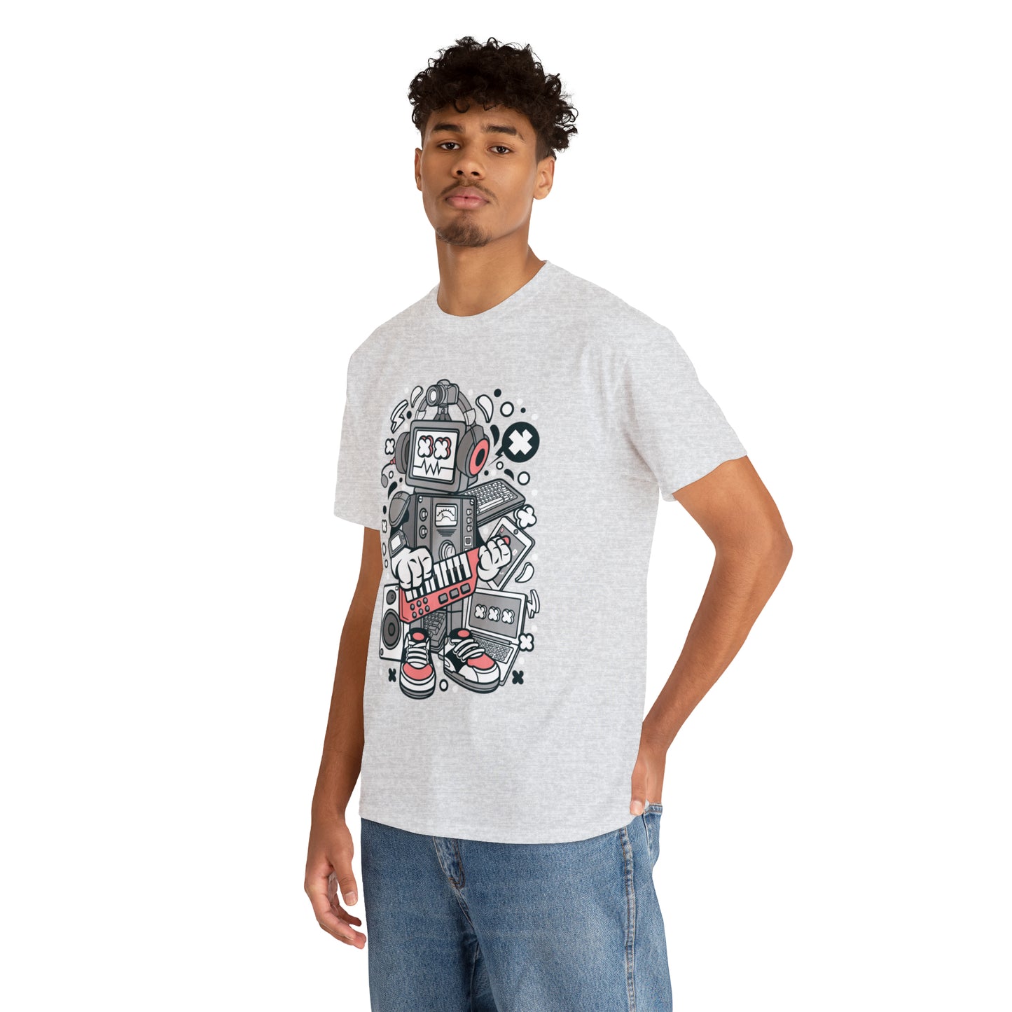 Robot Music Machine Cartoon T-Shirt