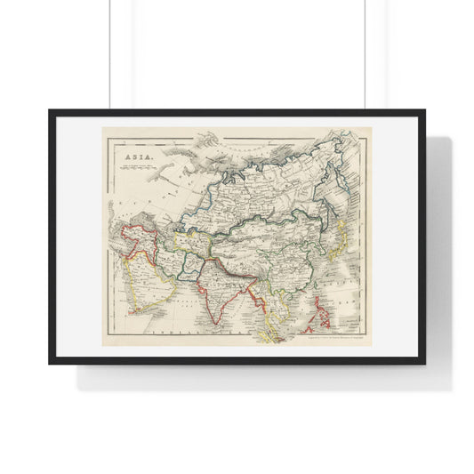 Antique Map of Asia from 'Beeton's Dictionary of Geography' (1868) by Samuel Orchart Beeton, from the Original, Framed Art Print