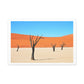 Dead Tree on Desert Illustration, Art Print on Satin Canvas