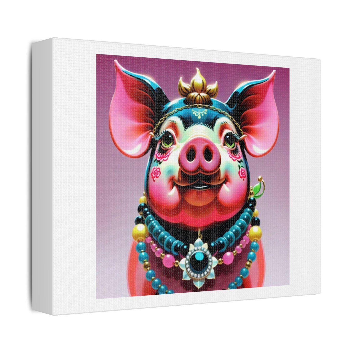 Mythological Pig Deity Portrait 'Designed by AI' on Canvas