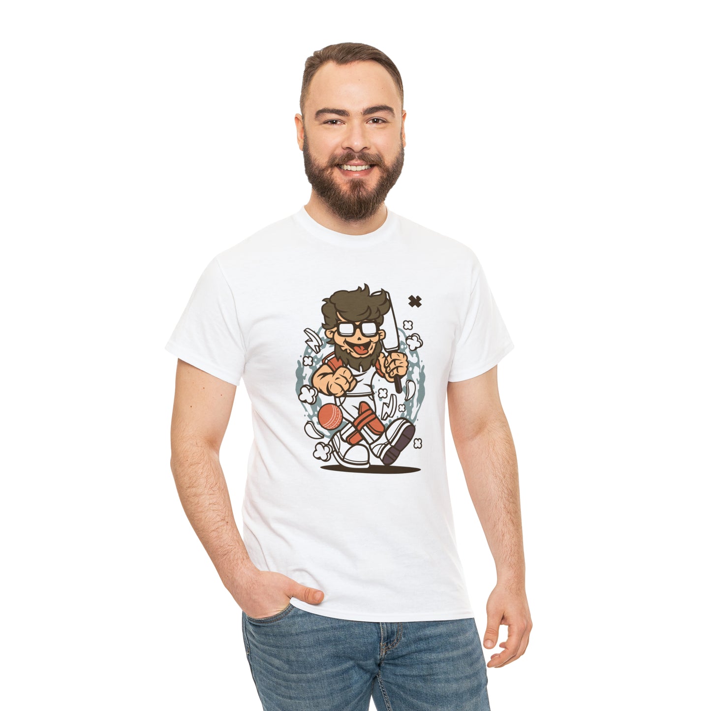 Hipster Cricket Cartoon T-Shirt