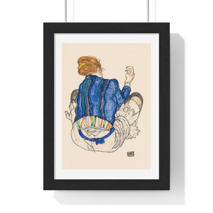 Seated Woman, Back View (1917) by Egon Schiele, from the Original, Framed Art Print