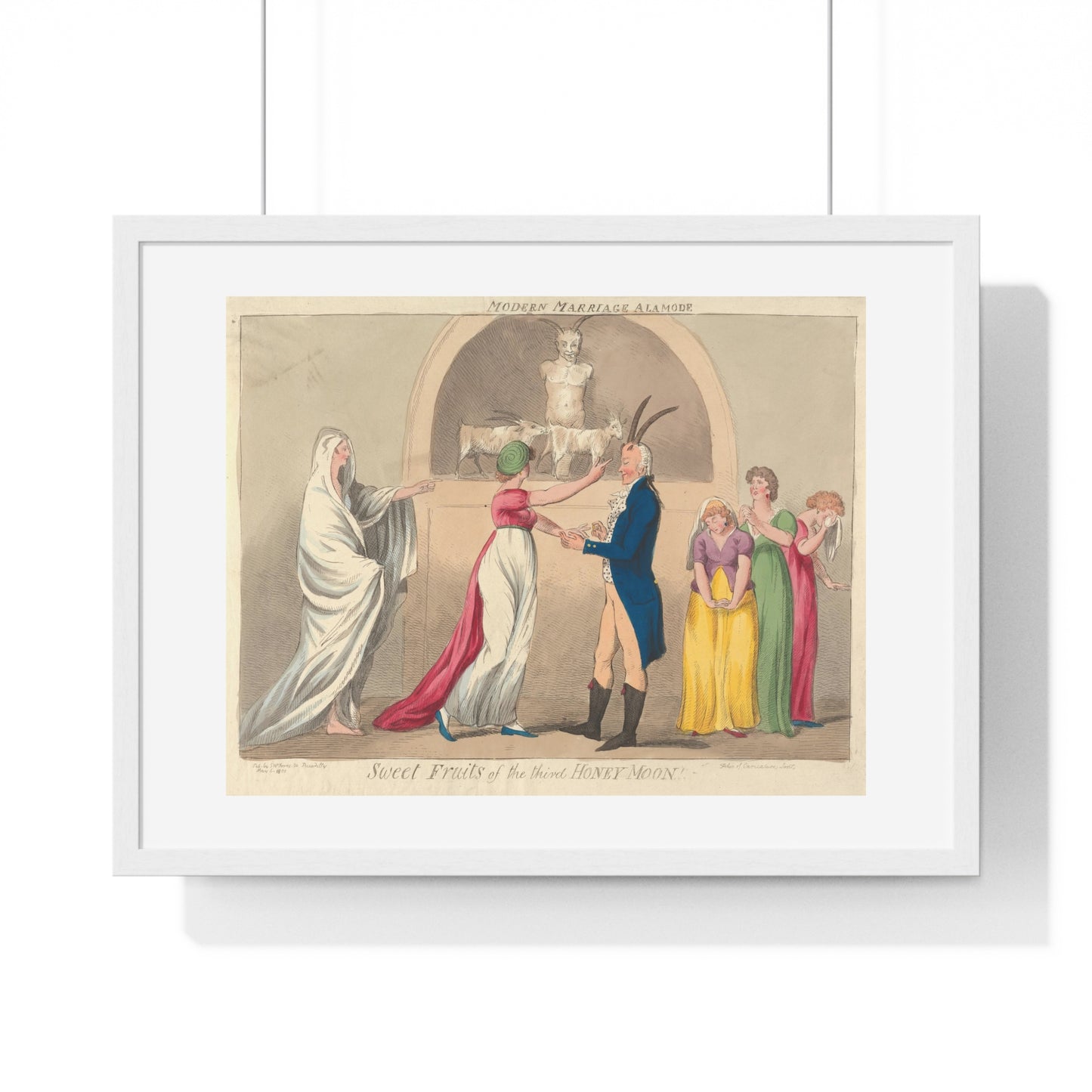 Modern Marriage a La Mode, Sweet Fruits of the Third Honey Moon (1796) from the Original, Framed Art Print