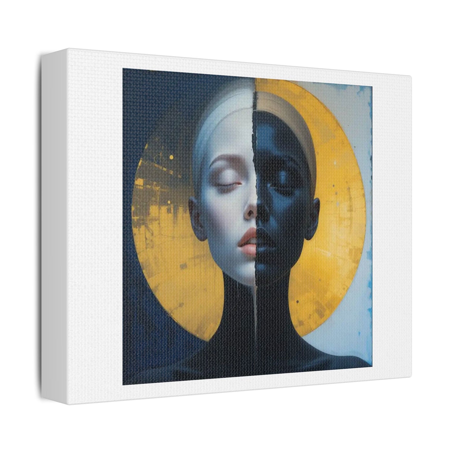 Female Portrait, Yin and Yang Abstract Art II 'Designed by AI' Print on Canvas