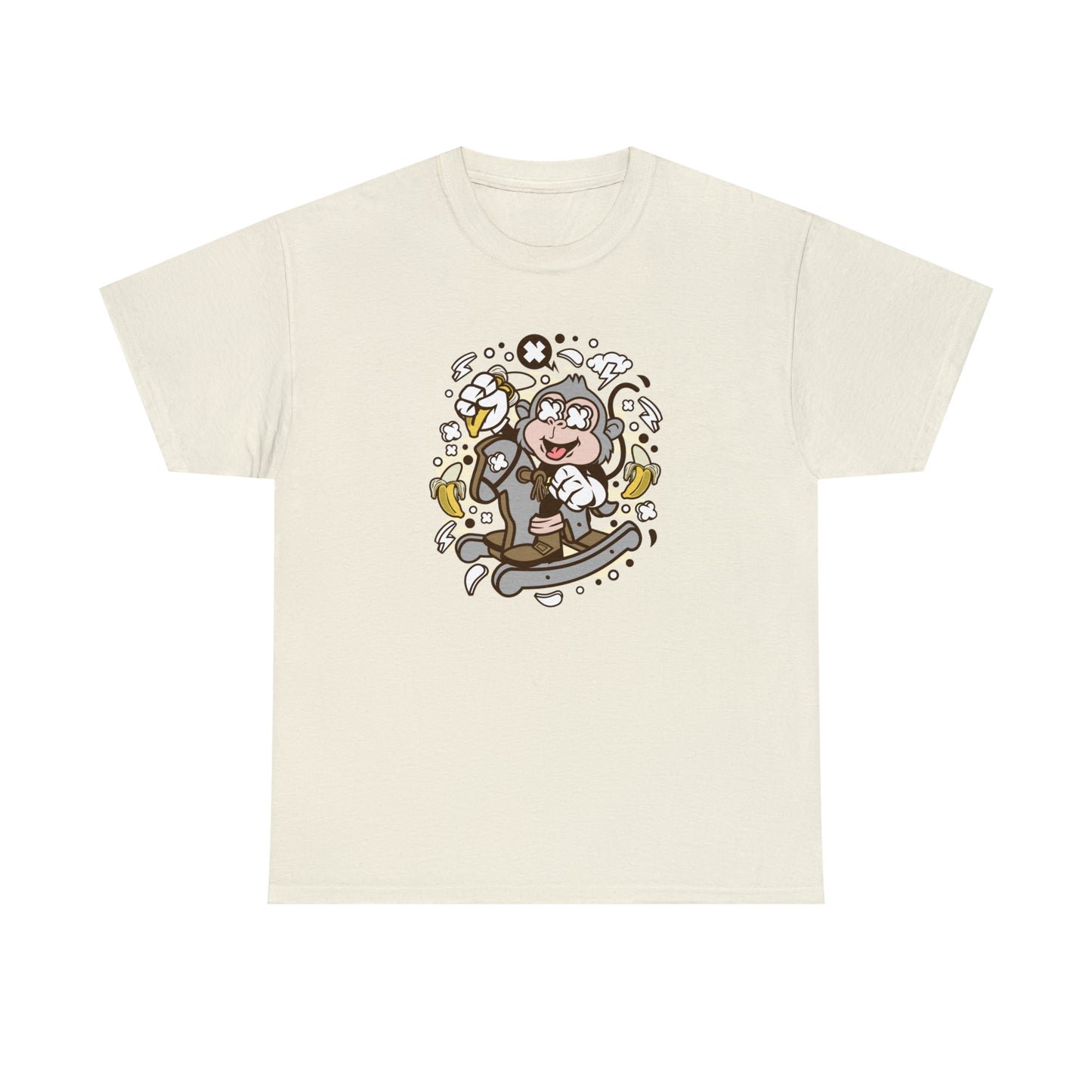 Monkey Rocking Horse Cartoon T-Shirt