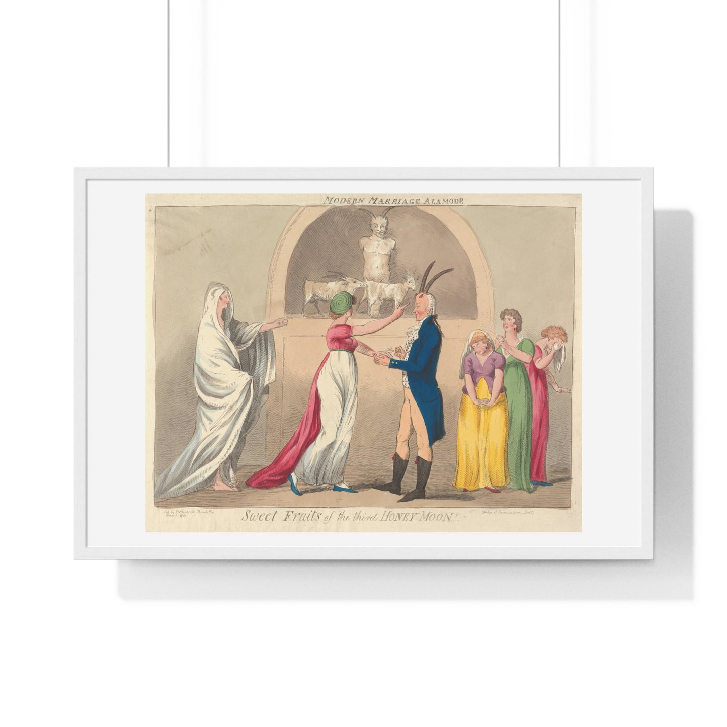 Modern Marriage a La Mode, Sweet Fruits of the Third Honey Moon (1796) from the Original, Framed Art Print