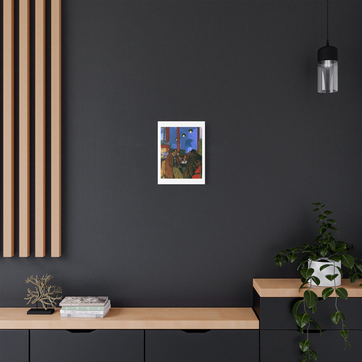 Café Art V, Print on Satin Canvas, Stretched