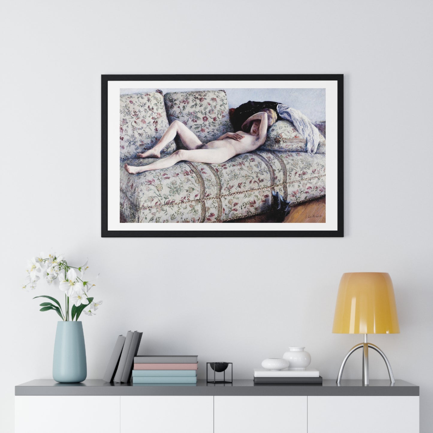 Nude on a Couch (circa 1880) by Gustave Caillebotte, from the Original, Framed Art Print