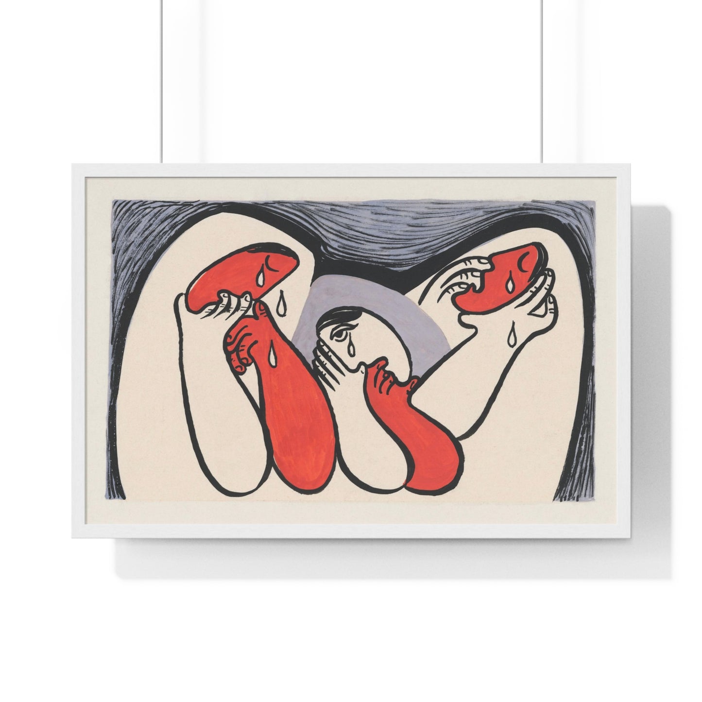 Crying Women (1938) Abstract Painting by Mikulas Galanda from the Original, Framed Art Print