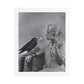 The Woman and the Raven, Retro Art Print on Satin Canvas, Stretched