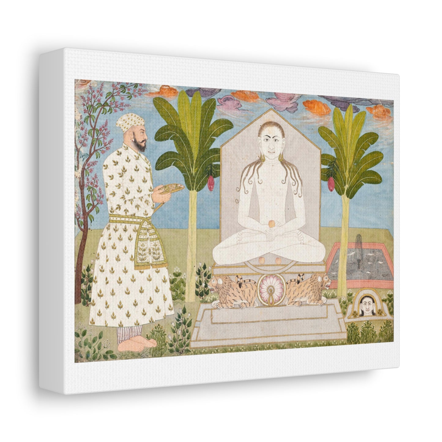 Rai Sabha Chand at a Jain Shrine (circa 1675-1700) by Ali Reza, Art Print from the Original on Canvas