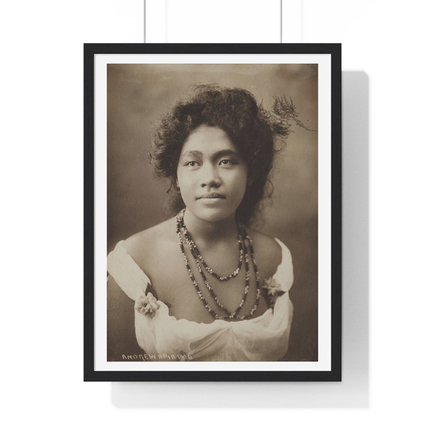 Portrait of a Young Samoan Woman (1906) by Thomas Andrew, from the Original, Framed Print