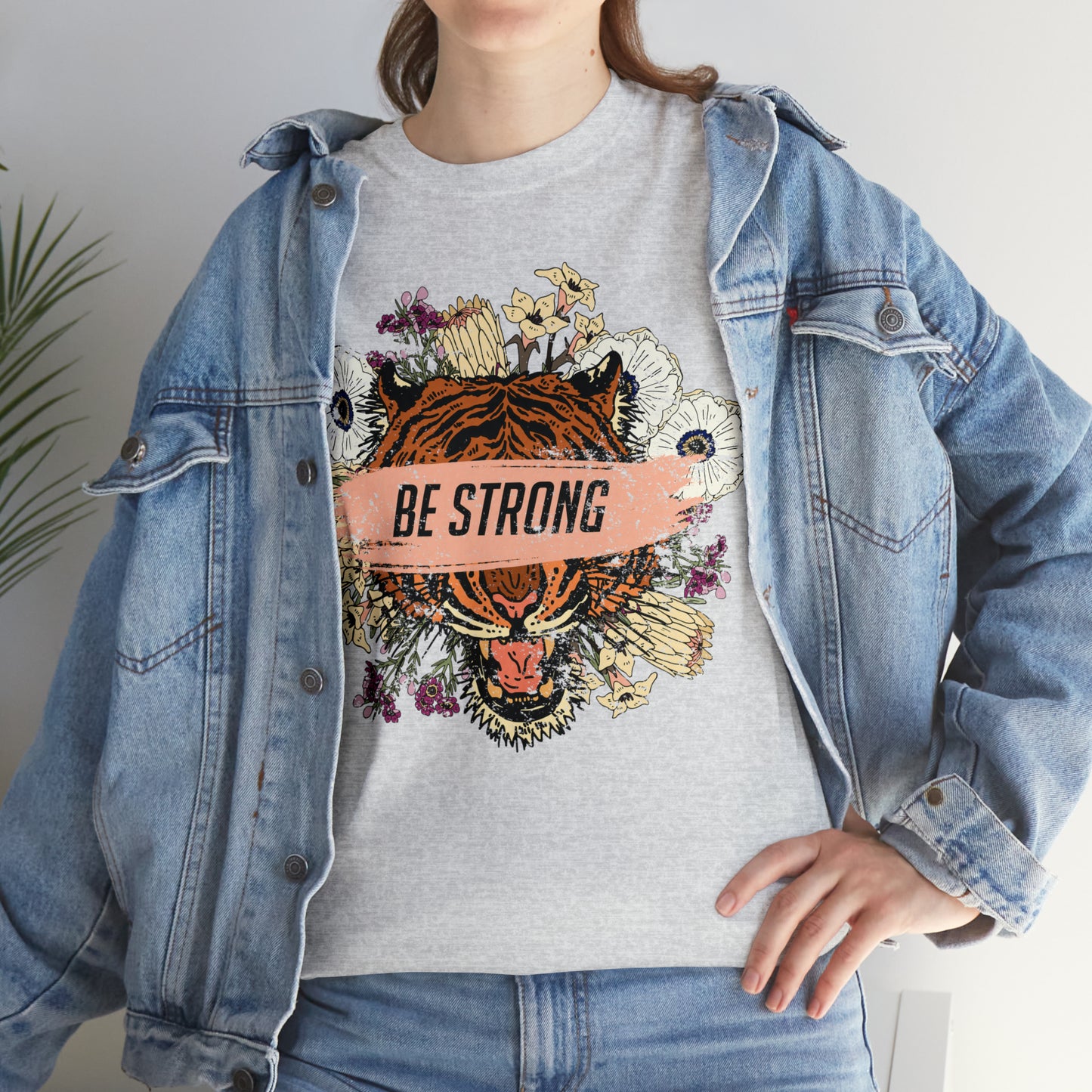 Be Strong Tiger Design Cotton T-Shirt