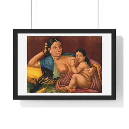 Woman Suckling an Infant, Indian Chromolithograph, from the Original, Framed Art Print