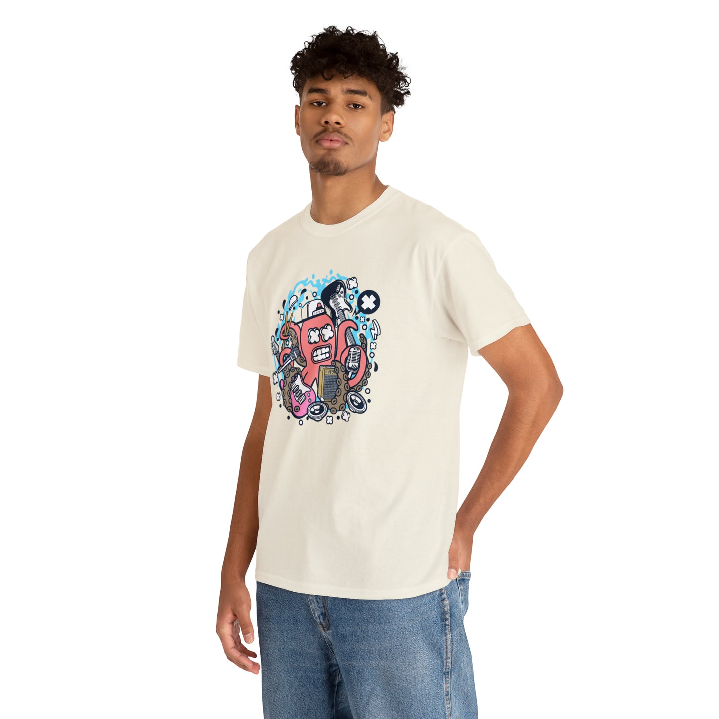 Rock Octopus Musician Cartoon T-Shirt