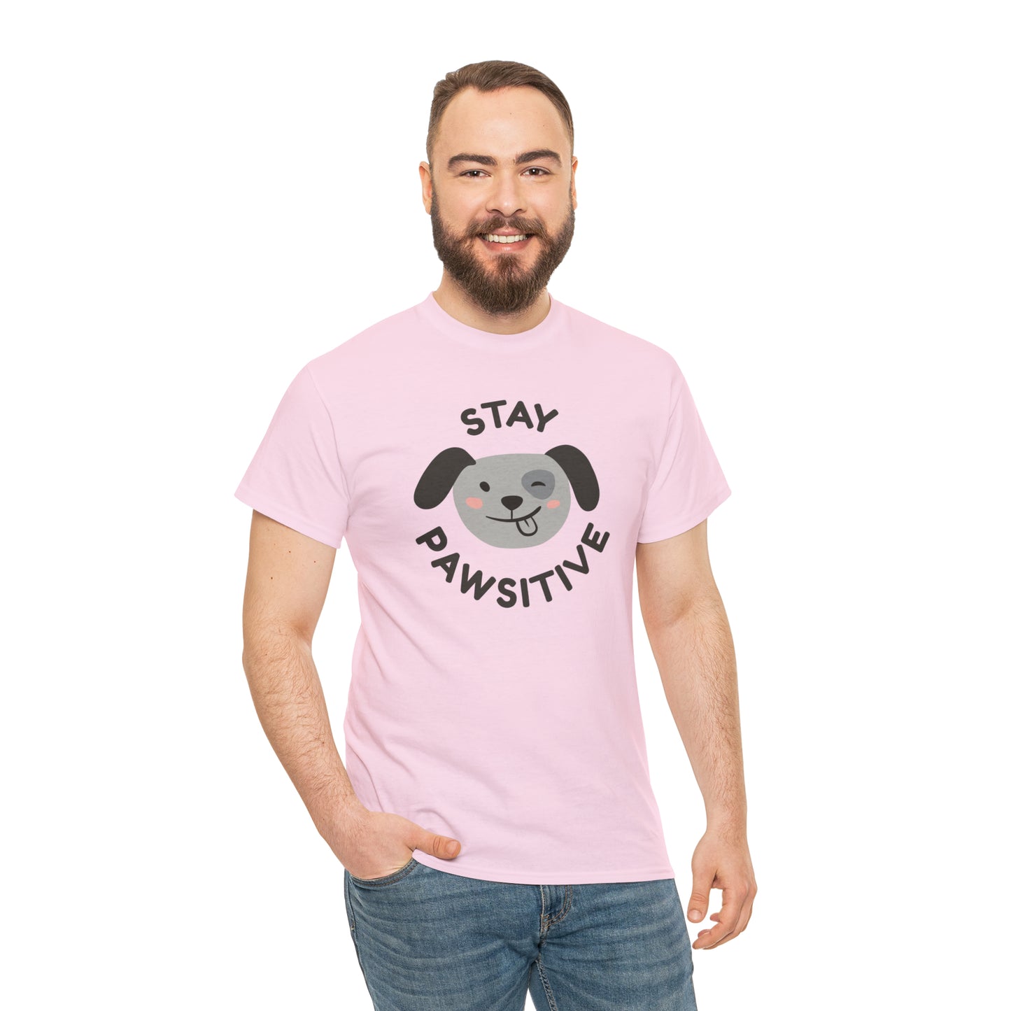 Stay Pawsitive Dog Lover's Cotton T-Shirt