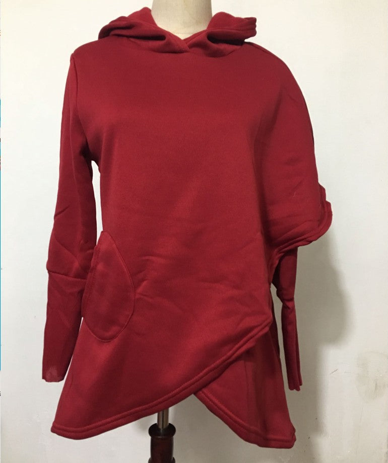 Vireous Loose Long Asymmetrical Women's Fashion Hoodie