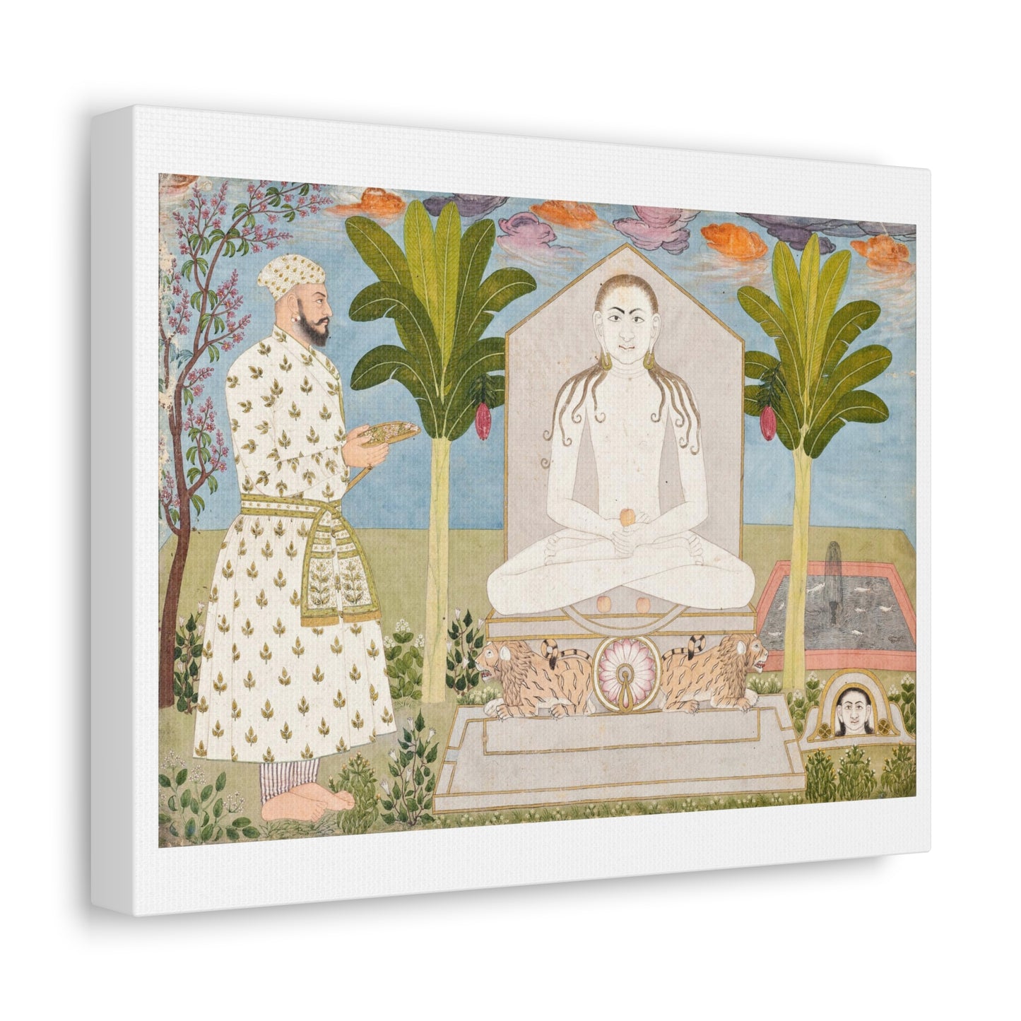 Rai Sabha Chand at a Jain Shrine (circa 1675-1700) by Ali Reza, Art Print from the Original on Canvas