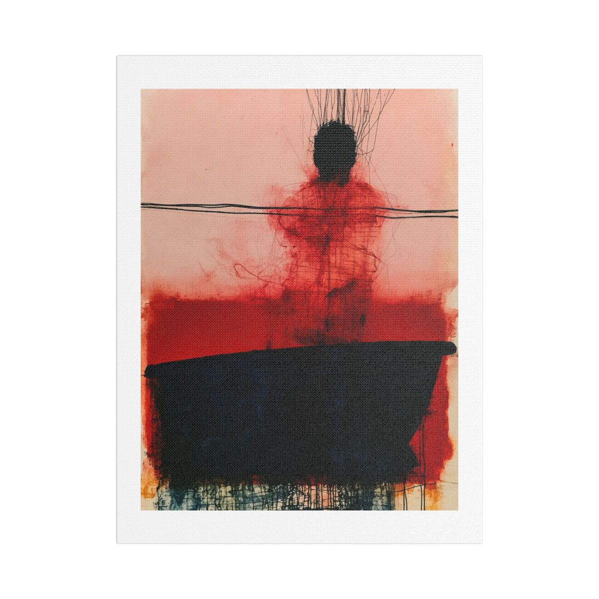 In a Boat, Neo-Surrealism, Art Print on Satin Canvas, Stretched