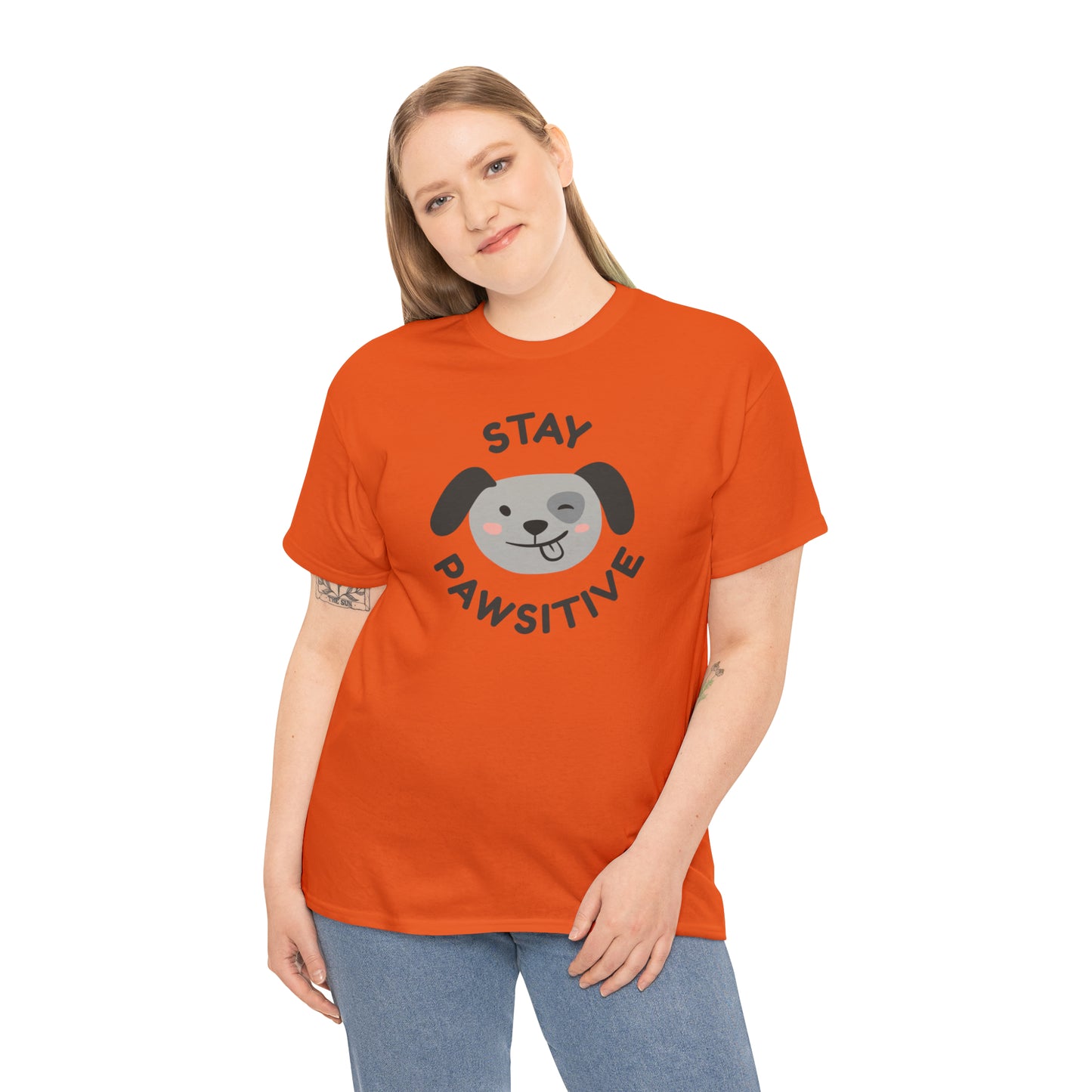 Stay Pawsitive Dog Lover's Cotton T-Shirt