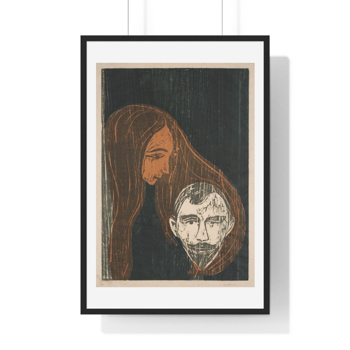 Man's Head in Woman's Hair (1896) by Edvard Munch, from the Original, Art Print