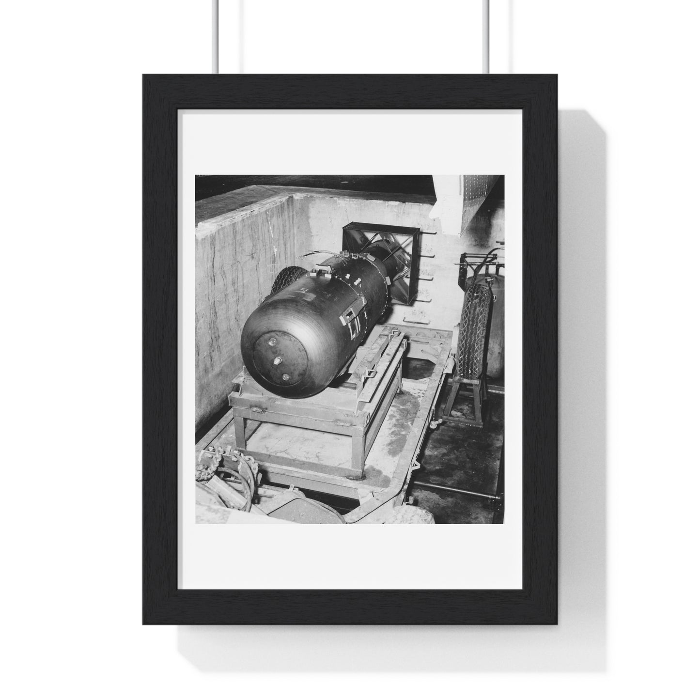 Atomic Bomb 'Little Boy' on Trailer Cradle, Before Being Loaded into Enola Gay's Bomb Bay, from the Original, Framed Print