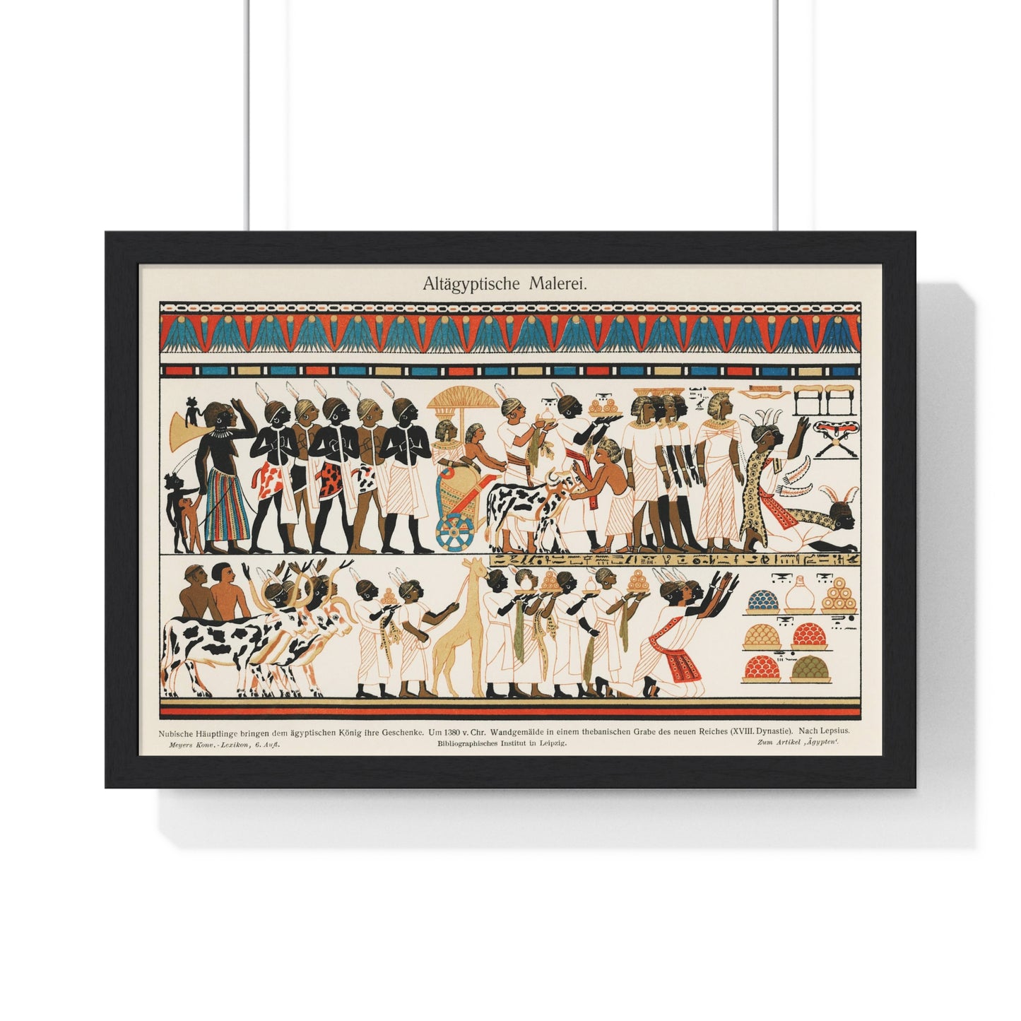 Lithograph from an Ancient Eygptian Wall Painting (circa 1380 BC), from the Original, Framed Art Print