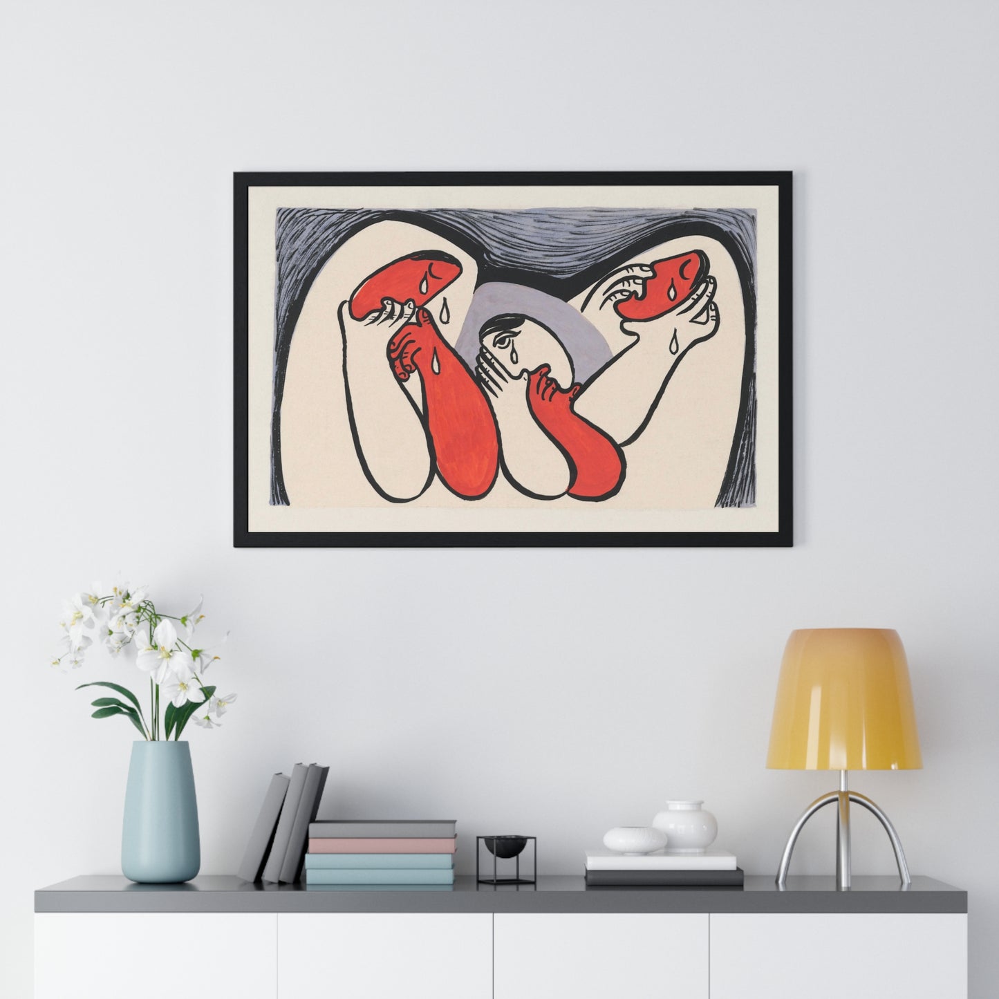 Crying Women (1938) Abstract Painting by Mikulas Galanda from the Original, Framed Art Print