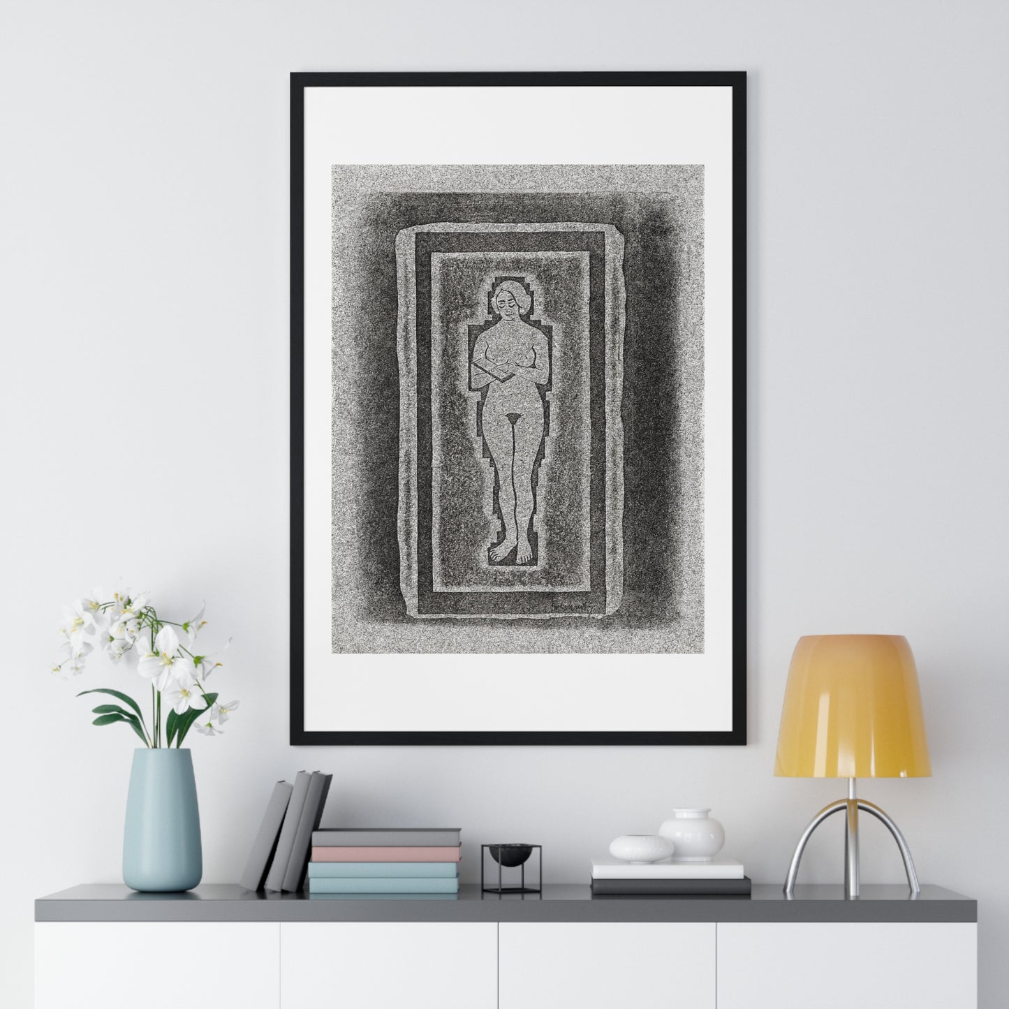 Nude with Book or Stone Plate in Hand 'Naakt met Boek of Stenen Plaat in de Hand' (1924) by Samuel Jessurun de Mesquita, from the Original, Framed Art Print