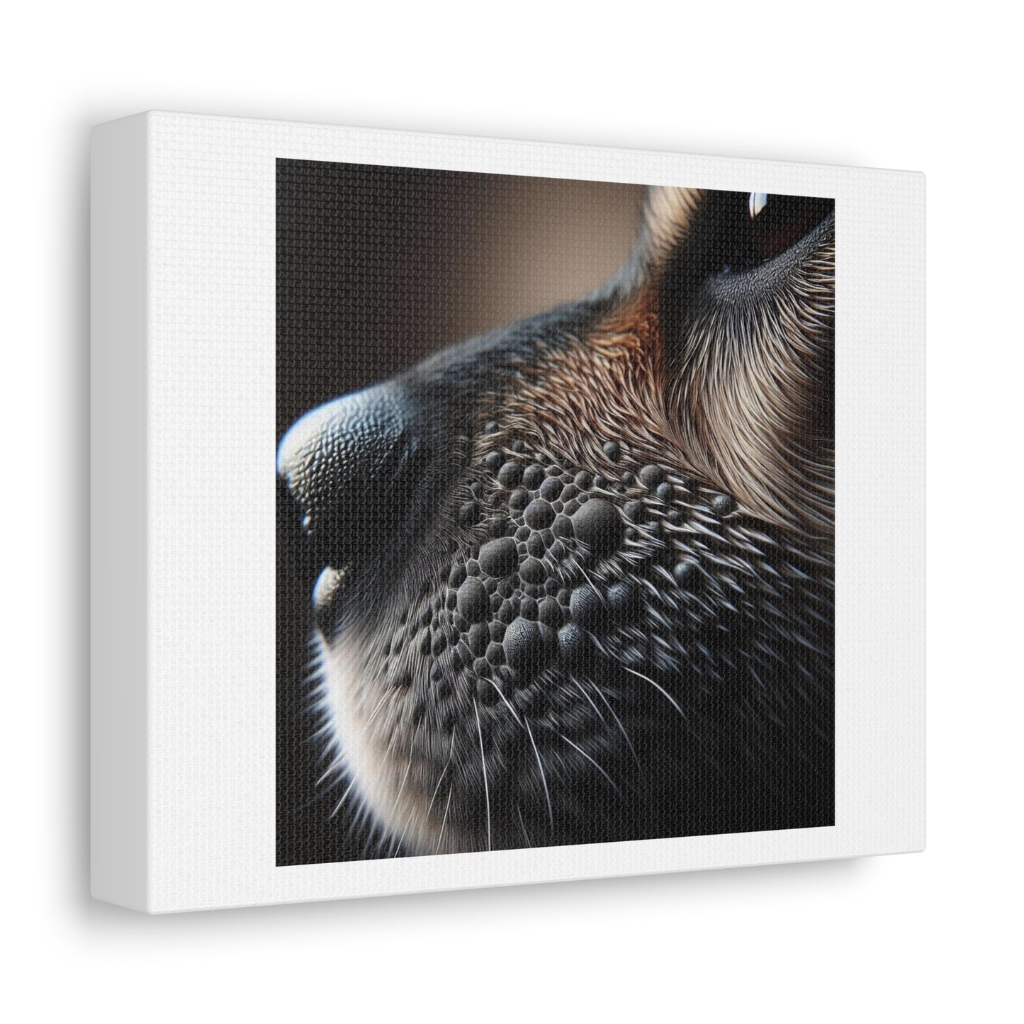 Close Up on the Landscape of a Dog's Face Art Print 'Designed by AI' on Canvas