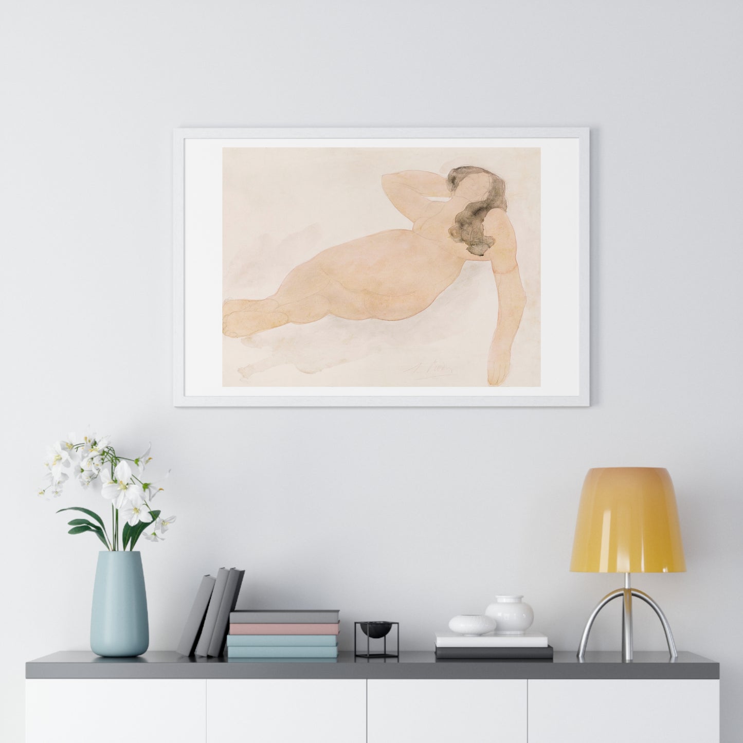 Study of a Nude (Lying on Side) by Auguste Rodin, from the Original, Framed Print