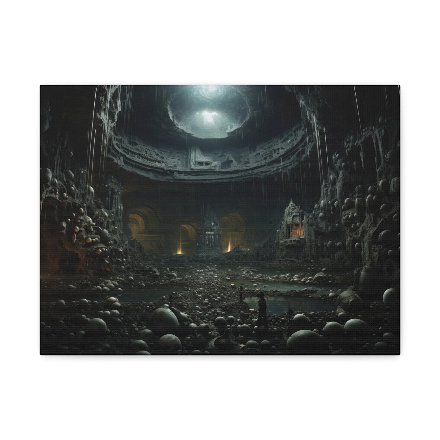 Underworld Gnosis Cave Architecture Art Print 'Designed by AI' on Satin Canvas