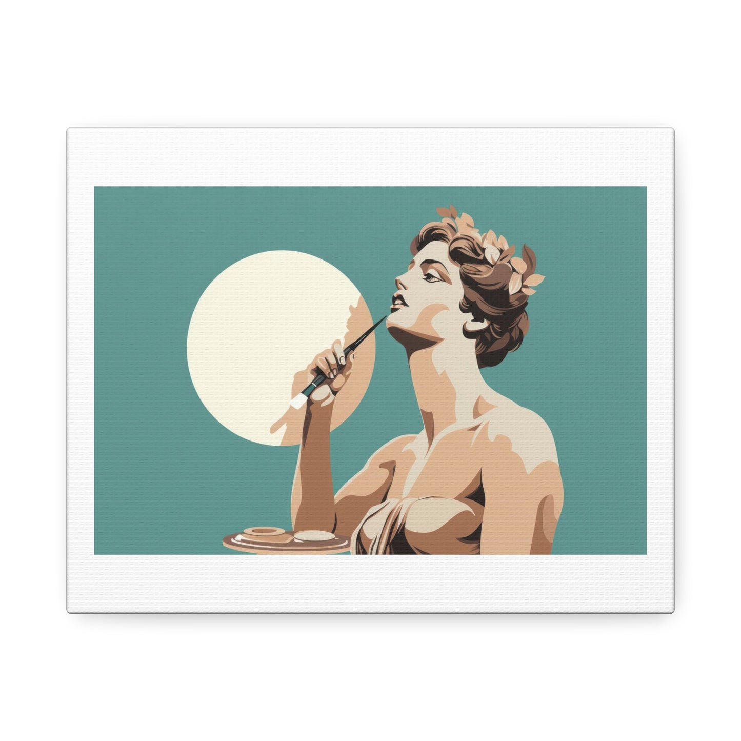 Greek Goddess Statue Doing Her Makeup, Art Print 'Designed by AI' on Canvas