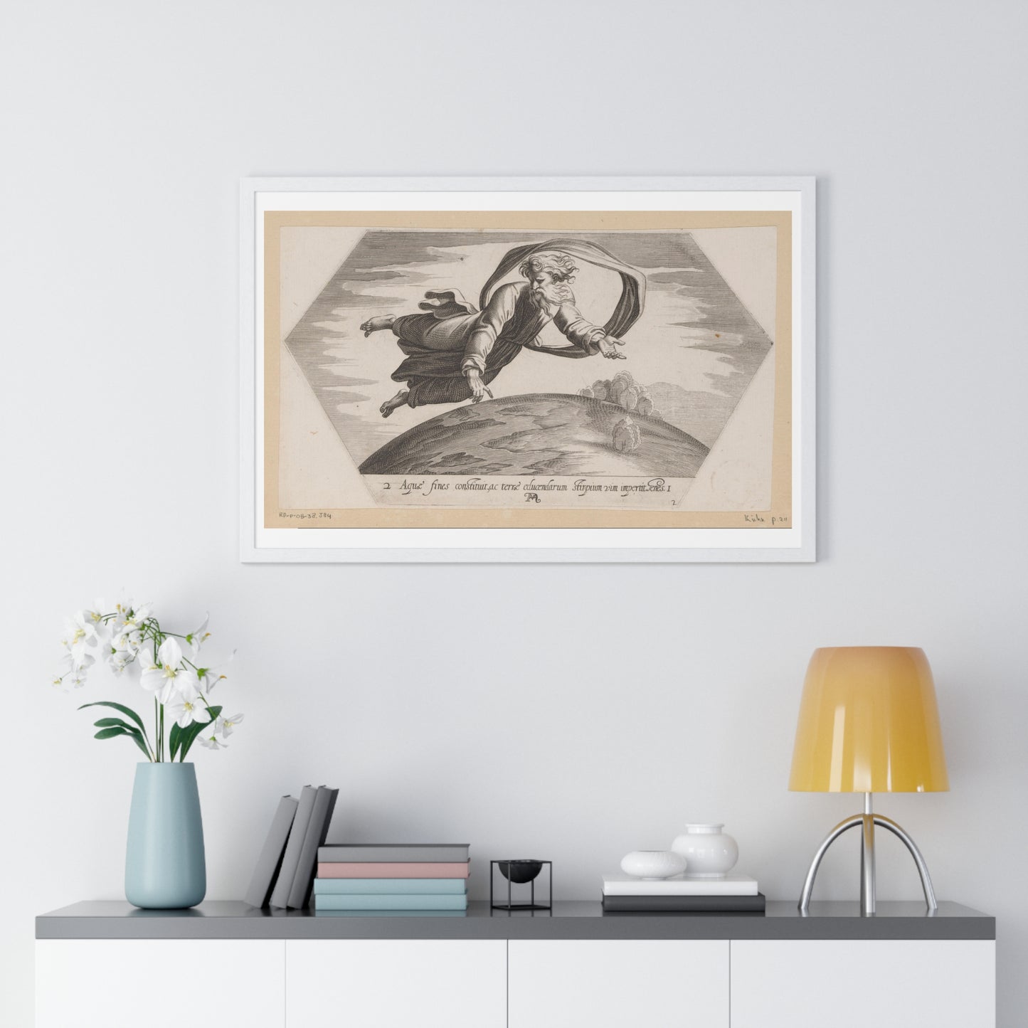 God Scheidt de Wateren (1626) by Francesco Villamena and Rafaël, from the Original, Framed Art Print