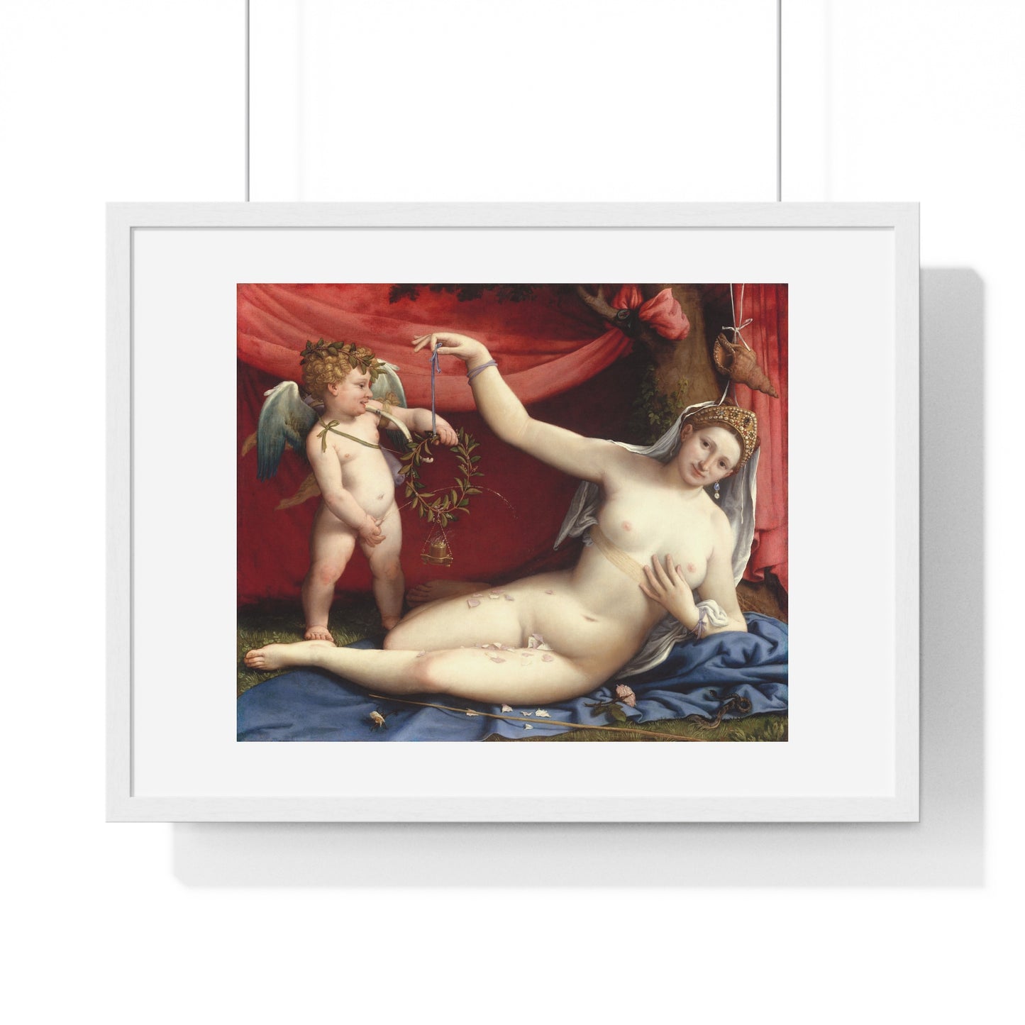 Venus and Cupid (1520s) by Lorenzo Lotto, from the Original, Framed Art Print