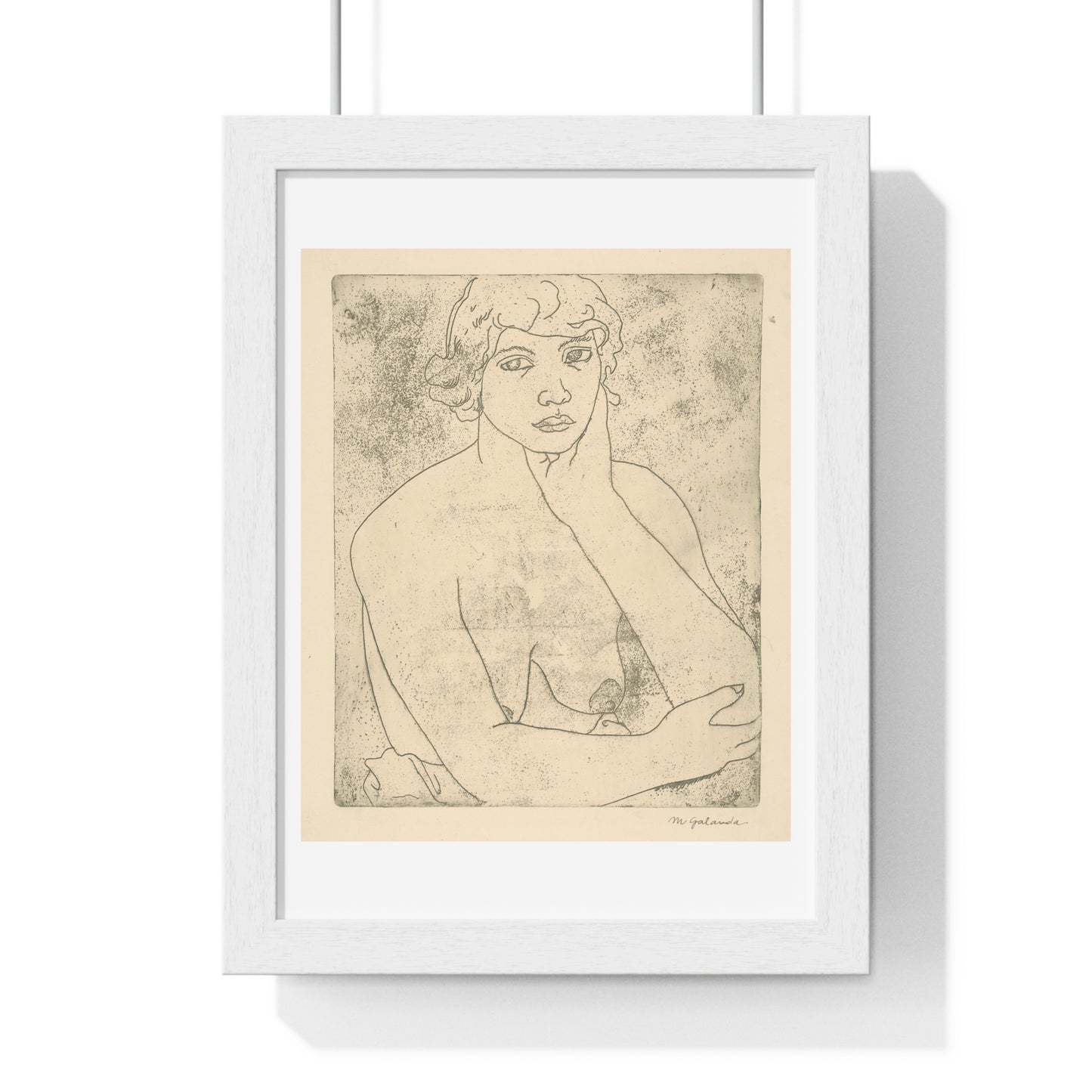 Bust of a Young Woman Female Elbow by Mikuláš Galanda, from the Original, Wooden Framed Print