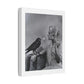 The Woman and the Raven, Retro Art Print on Satin Canvas, Stretched