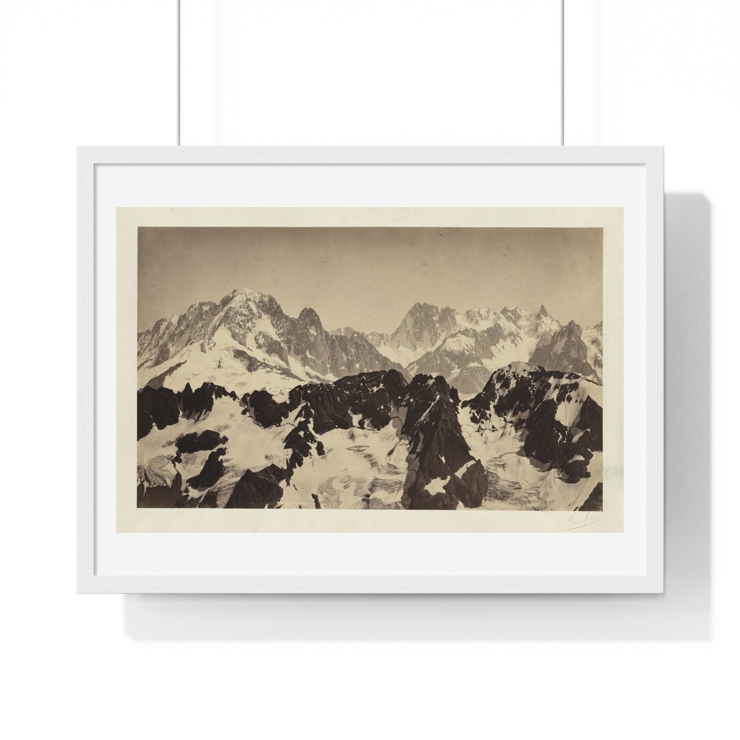 Vintage Photography, View of the Alps (1860–1861) by Bisson Frères, from the Original, Framed Print