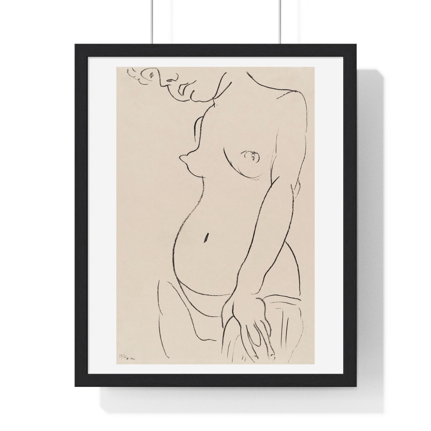 Nude Three Quarters, Part of Head Cropped (1913) by Henri Matisse from the Original, Framed Art Print