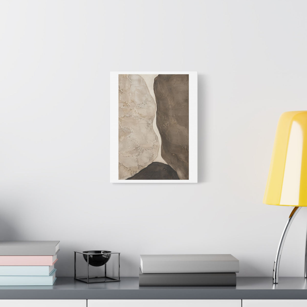 Travertine and Taupe Monoliths, Decor Art Print on Satin Canvas, Stretched