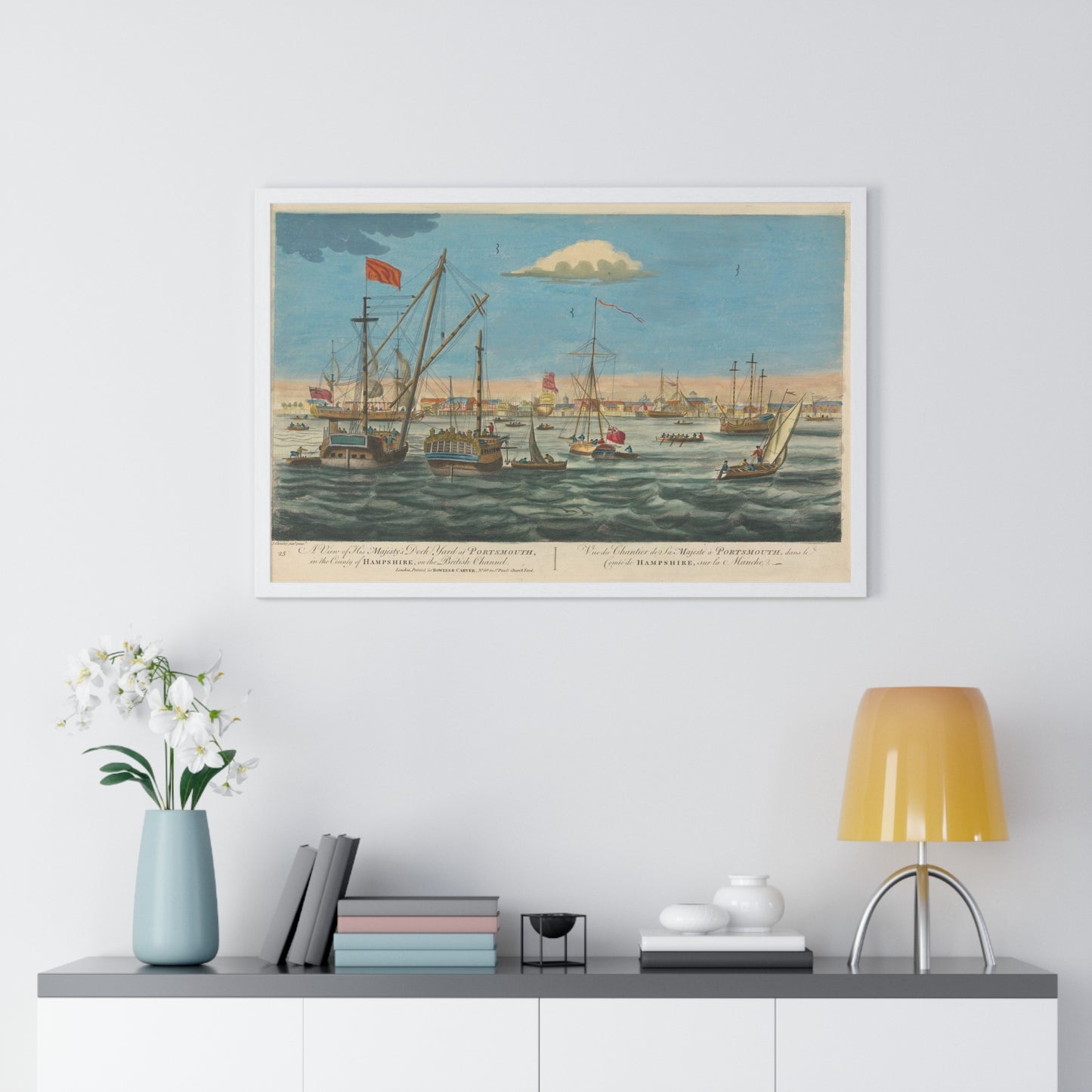 A View of His Majesty's Dock Yard at Portsmouth, in the County of Hampshire, on the British Channel from the Original, Framed Art Print