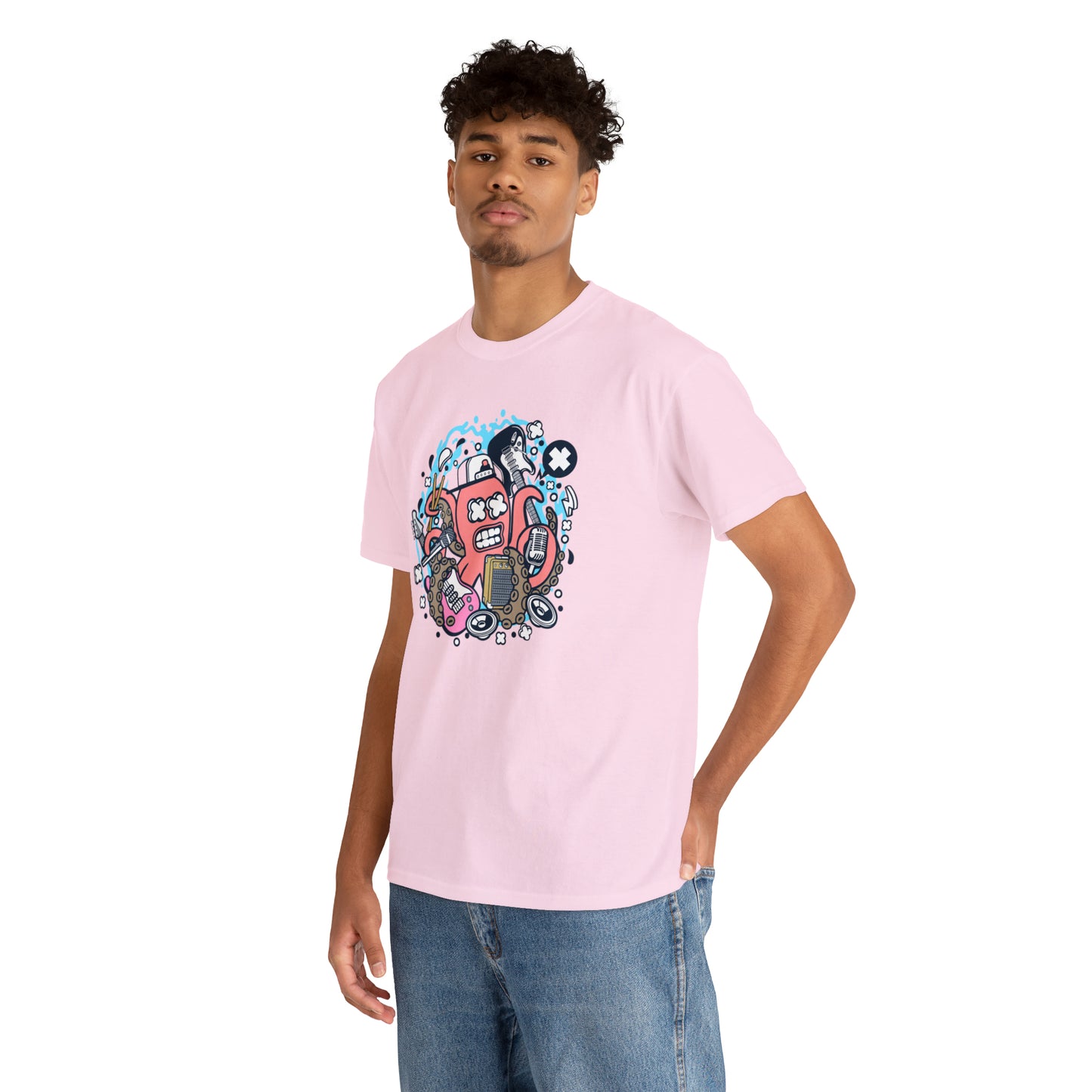 Rock Octopus Musician Cartoon T-Shirt