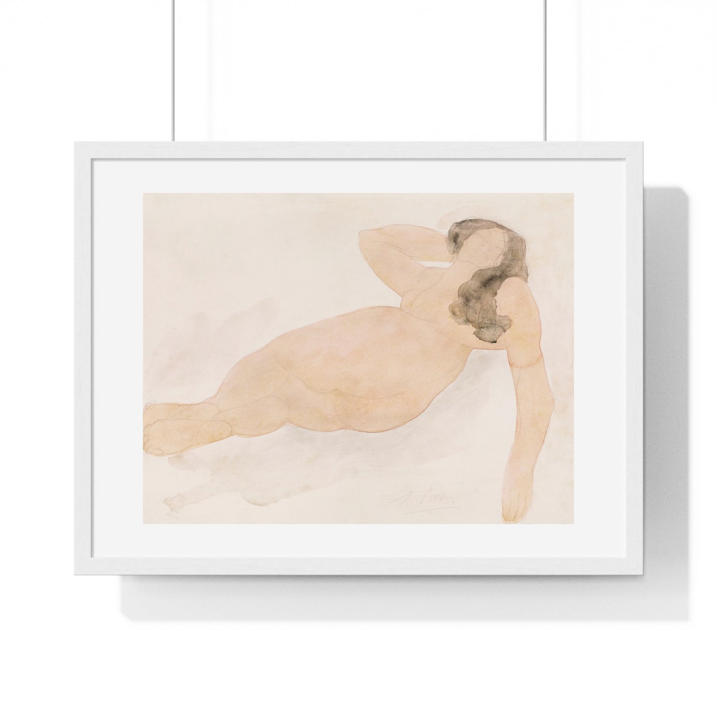 Study of a Nude (Lying on Side) by Auguste Rodin, from the Original, Framed Print